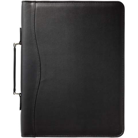 Portfolio with handle, zipper closure, ring binder, zipper pocket and document compartments. Includes 20 pages lined notepad. Pen and accessoires not included.