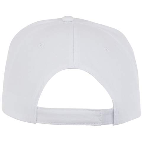 De Hades 5 panel cap is gemaakt van 175 g/m² katoenen twill, dat niet alleen duurzaam is maar ook zacht en ademend aanvoelt. De geborduurde oogjes zorgen voor optimale ventilatie, zodat je koel en comfortabel blijft tijdens je avonturen. Het gestructureerde voorpaneel voegt een vleugje verfijning toe, waardoor het een ideale keuze is voor zowel casual als actieve kleding. Met een hoofdomtrek van 58 cm belooft hij een pasvorm op maat voor verschillende hoofdmaten. De stoffen klittenbandsluiting kan moeiteloos worden versteld voor de perfecte pasvorm. Met de katoenen details aan de binnenkant die een extra laagje comfort toevoegen, is deze pet het perfecte accessoire voor elke gelegenheid.