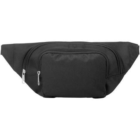 Santander fanny pack with two compartments. Two large zippered compartments Adjustable waist strap with quick release buckle. 600D Polyester. 