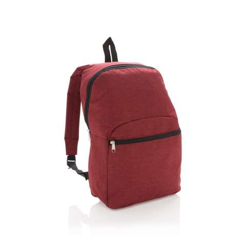 Compact and lightweight standard 600D two tone polyester backpack for everyday journeys. With an easy access front zippered pocket it’s your ideal travel companion.