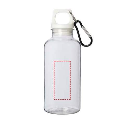 Rester hydraté à tout moment est possible avec cette gourde durable et légère de 400 ml en plastique recyclé certifié RCS. C'est le compagnon idéal pour l'exercice, les excursions d'une journée ou au bureau. La bouteille Oregon à paroi simple a un effet de finition mate et offre beaucoup d'espace pour ajouter tout type de logo. Attachez solidement le mousqueton (ne convient pas pour l'escalade) à un sac pour éviter de le perdre. Sans BPA, testé et approuvé par la législation allemande sur la sécurité alimentaire (LFGB), et testé pour la teneur en phtalates conformément à la réglementation REACH. Le couvercle et le corps sont composés à 100 % de plastique recyclé.