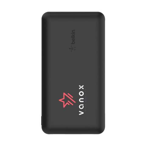 Powerbank 10,000mAh from the Belkin brand. With a casing made from recycled plastic. Rapidly charge a smartphone and other devices with up to 15W power via two USB-A ports and one USB-C port. This powerbank offers up to 40 hours of extra battery life. Enough for watching movies, making FaceTime calls and using navigation apps. With LED indicator light. The powerbank meets airline safety standards, so you can carry it in your hand luggage. Includes USB-A/USB-C cable and user manual. 100% plastic-free packaging. Made from plastic that has been recycled after use. Each item is individually boxed.