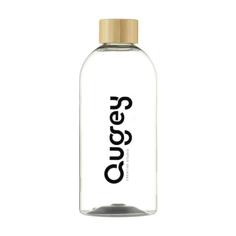 WoW! Drinking bottle made from 100% RPET. With bamboo screw cap. Leak proof and BPA-free. Not dishwasher-safe. Capacity 500 ml. Made in Europe. Optional: Each item supplied in a kraft cardboard box and/or with a kraft tag.