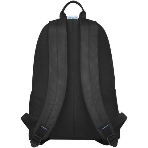 Nachhaltiger GRS-zertifizierter RPET-Rucksack aus 80% recycelten Materialien. Ausgestattet mit einem großen Hauptfach mit Reißverschluss, einer kleinen Innentasche mit Reißverschluss und einem Frontfach mit Reißverschluss. Kommt mit bequemen Schultergurten und einem Haltegriff.