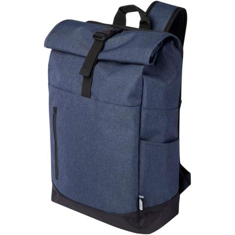 Sac à dos pour ordinateur portable 15,6" comprenant un compartiment matelassé pour ordinateur, des bandoulières réglables matelassées, un compartiment principal zippé avec fermeture à glissière, 2 poignées de transport et une poche frontale à fermeture zippée. Certifié GRS.