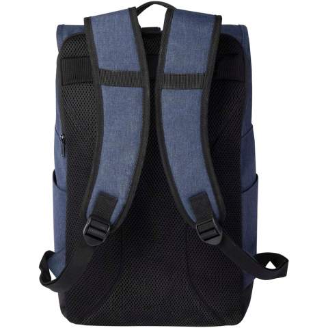 Sac à dos pour ordinateur portable 15,6" comprenant un compartiment matelassé pour ordinateur, des bandoulières réglables matelassées, un compartiment principal zippé avec fermeture à glissière, 2 poignées de transport et une poche frontale à fermeture zippée. Certifié GRS.