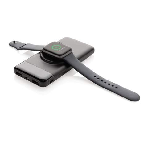 Multifunctionele 10.000 mAh powerbank die je mobiele apparaten draadloos kan opladen en ook je Apple Watch via de 3W draadloze smart watch lader. Plaats eenvoudig je telefoon of smart watch op het draadloze oplaadstation om hem op te laden. Met 2 x USB output om twee apparaten tegelijkertijd op te laden. Het item heeft een lithium A grade-polymeerbatterij van 10.000 mAh om uw apparaat tot 5 keer op te laden. Met weergave van de resterende batterij-indicator. Micro-input5V / 2A, Type-C-input 5V / 2A, USB-output 5V / 1A. Draadloze output telefoon 5W 5V / 1A, draadloze output smart watch 3W (5V / 600 mAh)) Inclusief PVC-vrij TPE materiaal micro oplaadkabel.<br /><br />WirelessCharging: true<br />PowerbankCapacity: 10000