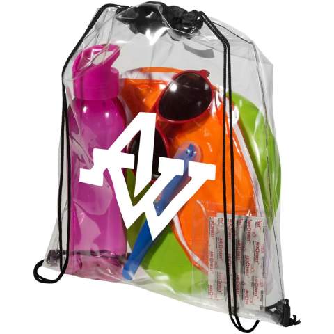 Transparante tas, waardoor deze tas perfect is voor stadion, werkplek en andere plaatsen met veiligheidscontrole. Open hoofdvak met trekkoordsluiting. Accessoires niet inbegrepen.