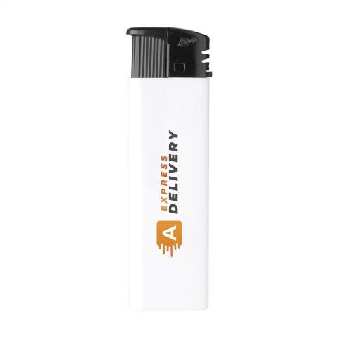 Briquet électronique rechargeable de la marque Flameclub® avec flamme réglable. Avec sécurité enfant. Certifié NEN : EN13869. Certifié TÜV et certifié ISO : ISO9994.