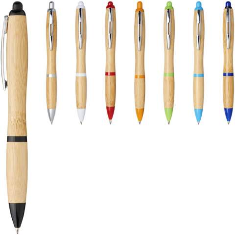 Ballpoint pen with click action mechanism, with a barrel made of bamboo, accented by a chrome clip and ABS plastic trims. Bamboo material colour may vary.