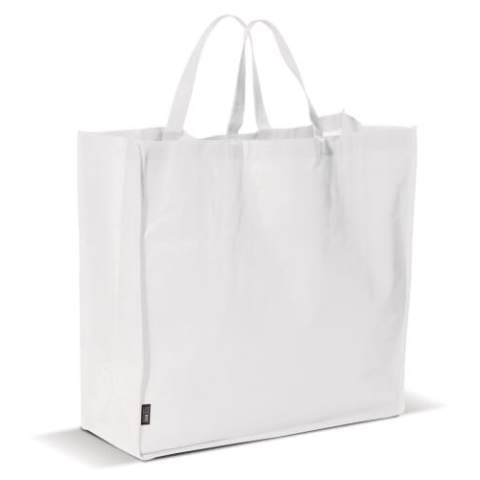 Large non-woven shopping bag with cardboard inlay. Large print area.