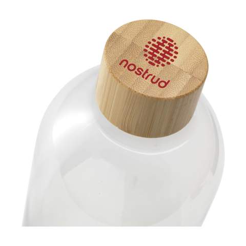 WoW! Drinking bottle made from 100% RPET. With bamboo screw cap. Leak proof and BPA-free. Not dishwasher-safe. Capacity 500 ml. Made in Europe. Optional: Each item supplied in a kraft cardboard box and/or with a kraft tag.