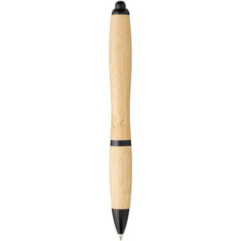 Ballpoint pen with click action mechanism, with a barrel made of bamboo, accented by a chrome clip and ABS plastic trims. Bamboo material colour may vary.