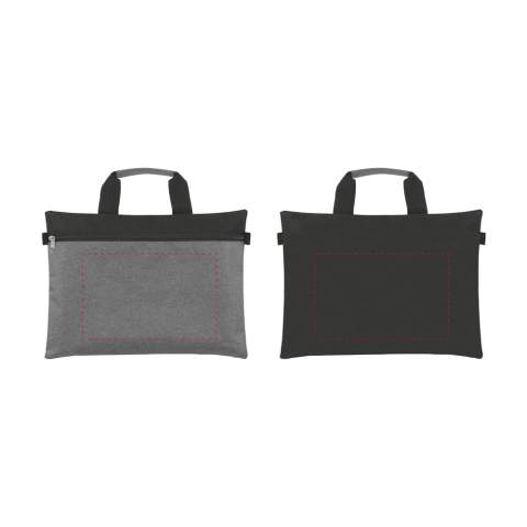 Spacious briefcase made of 300D Oxford polyester in elegant combination of heather grey and black. With a reinforced handle, inner lining and zipper.