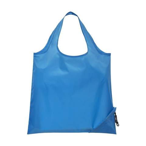 WoW! Sac de courses pliable et spacieux en RPET, fabriqué à partir de bouteilles PET recyclées. Avec une double sangle de transport. En un rien de temps, il se transforme d'une pochette en un sac et vice versa. Dim. déplié 42 x 38 cm. Certifiée-GRS. Matière recyclée totale : 90%.