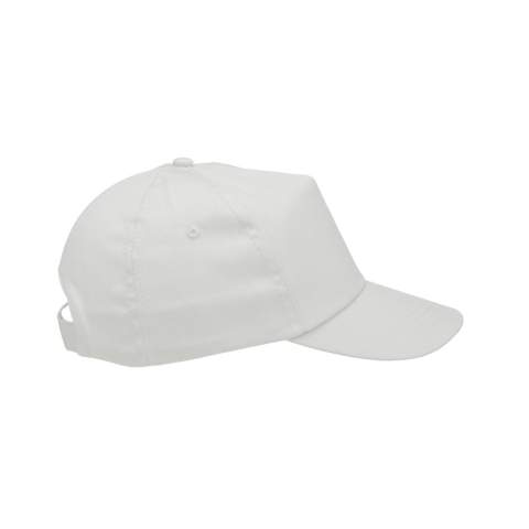 Casquette baseball en 100% coton avec visière préformée et fermeture réglable par bande auto-agrippante.