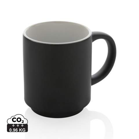 These stackable ceramic mugs are easy to store neatly and will save you a lot of space. Handy in your cupboard! The mug is dishwasher safe and tested in accordance with EN12875-1 (at least 125 washing cycles for all decoration methods). Packed in a kraft gift box. Capacity 180ml.