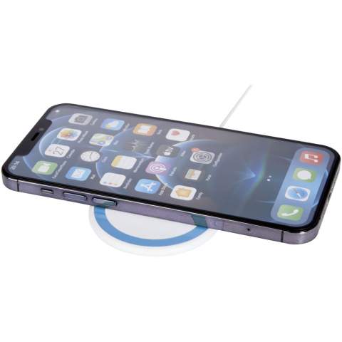 Draadloos magnetisch oplaadstation dat aan de achterkant van de telefoon (iPhone 12/iPhone 12 Pro/iPhone 12 Pro MAX) kan worden bevestigd om het apparaat op te laden. De draadloze oplader van 10 W is compatibel met alle Qi-apparaten (iPhone 8 of hoger en Android-apparaten die draadloos opladen ondersteunen) en kan voor andere telefoons worden gebruikt als een normaal draadloos oplaadstation. Wordt geleverd met een extra metalen ring met dubbele tape om het item compatibel te maken met elke andere smartphone die draadloos kan worden opgeladen. Geleverd in een geschenkverpakking met een handleiding.