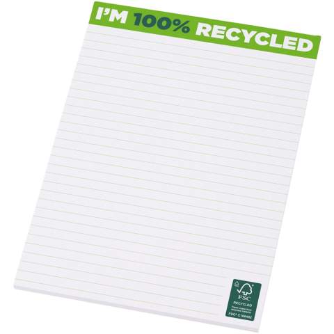 White A5 Desk-Mate® notepad with 80 g/m2 recycled paper. Full colour print available on each sheet. Available in 3 sizes (25/50/100 sheets).