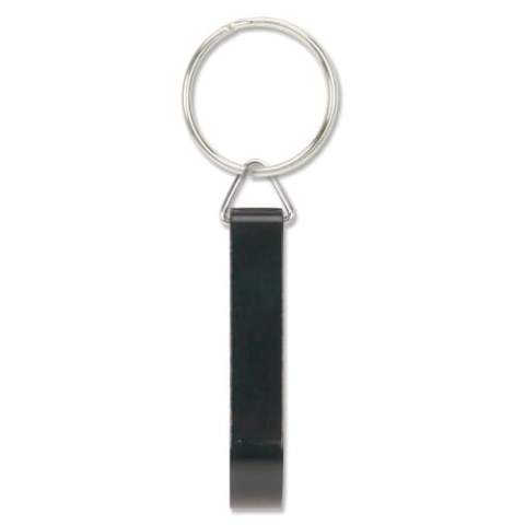 Aluminum keyring with bottle opener.