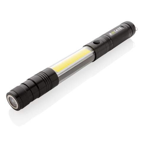 The perfect work light for any need, this double magnetic LED work light is great for attaching to any metal surface for optimal lighting. This aluminium flashlight allows you to extend from its normal size of 26 cm to 64 cm allowing you to pick up items that are stuck in hard to see and reach places with the magnet on front. This flashlight is equipped with three LED 10 l for extra bright exposure in dark spaces and 80 lumen COB light. When the head of the torch is extended, the head becomes flexible and can be adjusted in any direction. Includes batteries for direct use.<br /><br />Lightsource: COB LED<br />LightsourceQty: 2