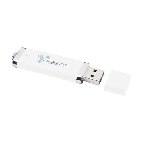 USB stick (2.0), for the safe and handy storage and transport of files. Ready for immediate use due to the practical 'Plug-and-Play' system. Compatible with Windows, Mac and Linux.Each piece packed in a cardboard box as standard. The price includes a one colour imprint on one side of the product.