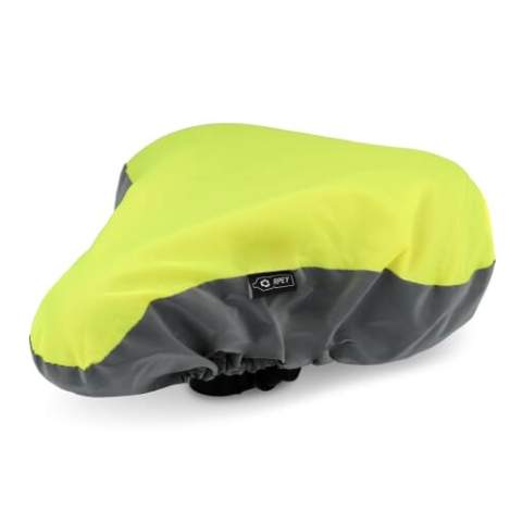 Bicycle saddle cover made from recycled PET material with a reflective section for better visibility in low light. Easy to attach with an elastic band and fits most standard saddles. The perfect choice to protect your seat from rain and wear. Water repellent.