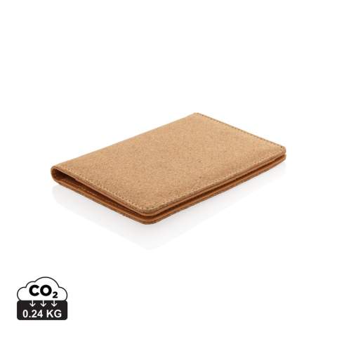 Beautifully made from natural cork and with secure RFID protection passport cover. The RFID-blocking material protects against identity theft and electronic pickpocketing. 3 easy access card slots and pocket for notes on the left side.