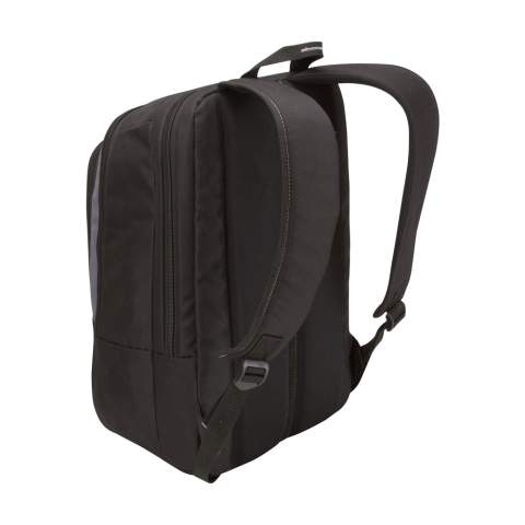 Complete 17 inch laptoprugzak van het merk Case Logic. Deze tas van dobbynylon heeft een praktische indeling. Het aparte laptopvak is voor driekwart te openen, geschikt voor breedbeeld laptops tot maximaal 17 inch en voorzien van beschermend foam. Een extra vak biedt ruimte aan boeken, documenten en mappen. Het Smart Organization vak is handig voor het opbergen van elektronica, pennen en andere accessoires. Aan de voorzijde is een Speed Pocket™ verwerkt: een gemakkelijk toegankelijke plek voor het opbergen van kostbaarheden, reisdocumenten en/of identiteitsbewijzen. Met gaasvak, verstelbare, comfortabele schouderriemen en gevoerd handvat. De tas heeft stevige ritsen. De foamversteviging aan de rugzijde staat garant voor extra draagcomfort. Inhoud 25 liter.