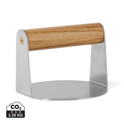 Meet the Paso smash burger press, a must-have for perfect smash burgers and more. Crafted from premium stainless steel with an FSC® certified ash wood handle, it ensures comfort and durability. Its 11 cm diameter is ideal for evenly grilled burgers, pressed sandwiches, or crispy bacon.