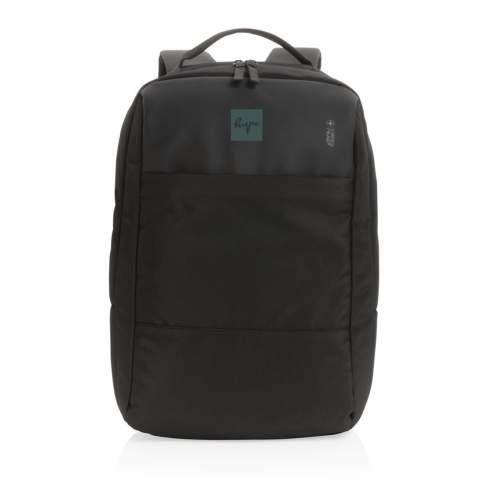 Protect, organise and carry your laptop and other essentials in this stylish Swiss Peak laptop backpack. The backpack features a padded 15.6 laptop compartment, multiple pockets and a luggage strap. With AWARE™ tracer that validates the genuine use of recycled materials. Each bag has reused 22.6 0.5L PET bottles. 2% of proceeds of each Impact product sold will be donated to Water.org. PVC free.<br /><br />FitsLaptopTabletSizeInches: 15.6<br />PVC free: true