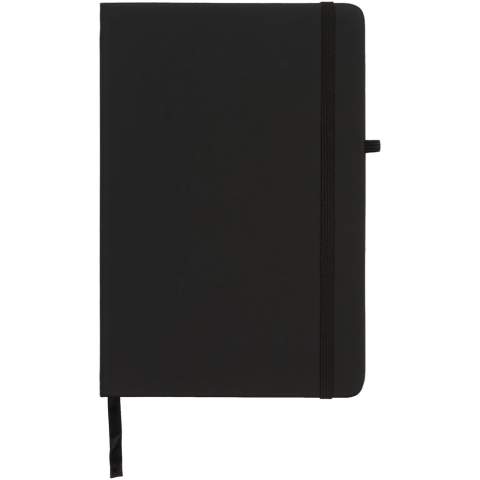 The Noir notebook has a soft-feel black PU cover, for creating a tactile finish to the notebook. Each notebook has a coloured closure strap, pen loop and ribbon page marker. The notebook contains 96 sheets (70g/m2) cream lined paper.