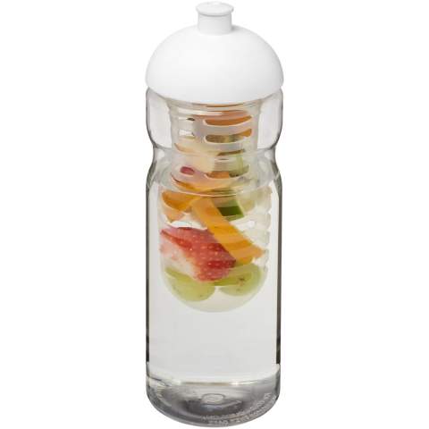 Enkelwandige bidon met ergonomisch ontwerp. Fles is gemaakt van recyclebaar PET materiaal. Voorzien van een morsvrije koepeldeksel met duw-en-trek mondstuk en een verwijderbare infuser waarmee je jouw favoriete fruitsmaak toe kunt voegen aan je drankje. Volume 650 ml. Mix en match kleuren om je perfecte fles te maken. Neem contact op met de klantenservice voor meer kleuropties. Gemaakt in het Verenigd Koninkrijk. Verpakt in een gerecyclede PE plastic zak. BPA-vrij.