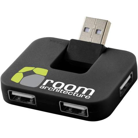 Rechthoekige 4-poorts USB hub met flexibele input-poort.