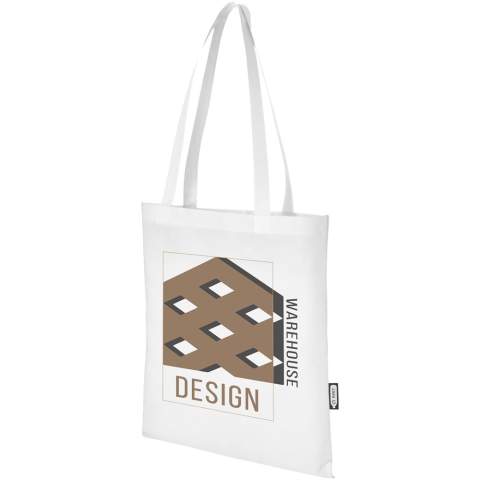 Gemaakt van duurzaam en scheurbestendig RPET, is de Zeus GRS gerecycleerde grote tote bag een perfecte en meer verantwoorde optie voor beurzen of conferenties. Het slanke ontwerp maakt het een elegant model en geschikt voor het dragen van lichte items zoals een notitieboek en een pen. De handvatten zijn 29 cm lang, waardoor de tote bag gemakkelijk over de schouder te dragen is. Draagvermogen tot 5 kg.