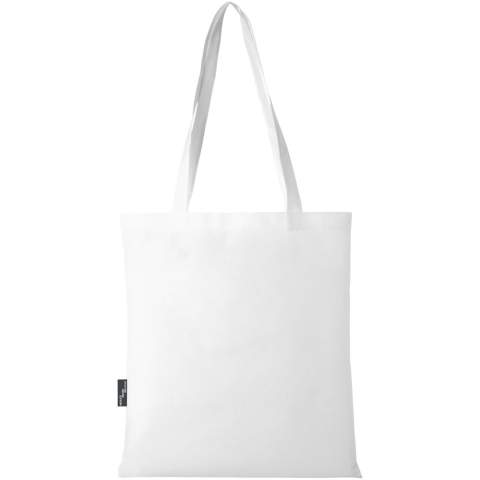 Gemaakt van duurzaam en scheurbestendig RPET, is de Zeus GRS gerecycleerde grote tote bag een perfecte en meer verantwoorde optie voor beurzen of conferenties. Het slanke ontwerp maakt het een elegant model en geschikt voor het dragen van lichte items zoals een notitieboek en een pen. De handvatten zijn 29 cm lang, waardoor de tote bag gemakkelijk over de schouder te dragen is. Draagvermogen tot 5 kg.