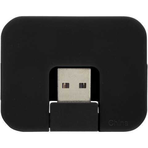 Rechthoekige 4-poorts USB hub met flexibele input-poort.