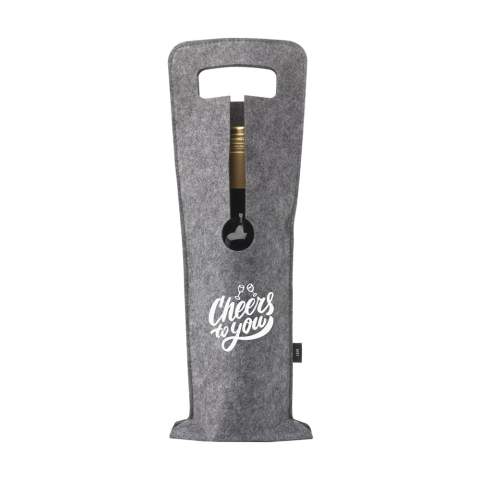 WoW! Fasionable RPET wine bottle holder. Made from recycled PET bottles. This product is designed to hold one bottle of wine (not included). GRS-certified. Total recycled material: 95%.