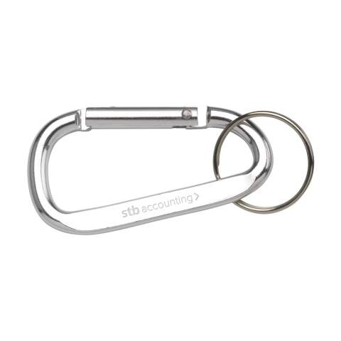 WoW! Carabiner hook made from recycled aluminium with a metal keyring (not suitable for climbing). GRS-certified. Total recycled material: 81%. By using recycled aluminium, fewer new raw materials are used during the production of this product. This means less energy consumption and less use of water. A responsible choice.