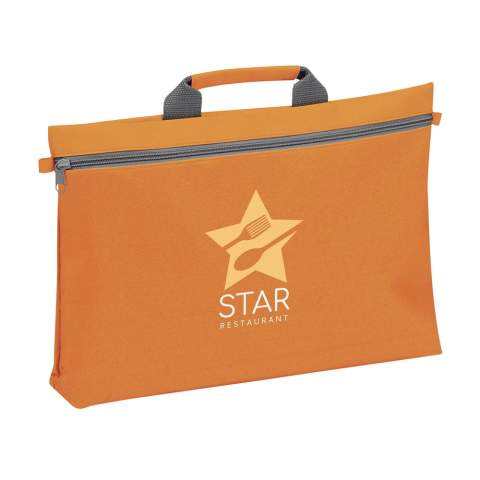 Versatile document bag made from 600D polyester with reinforced handle and full-width zip.