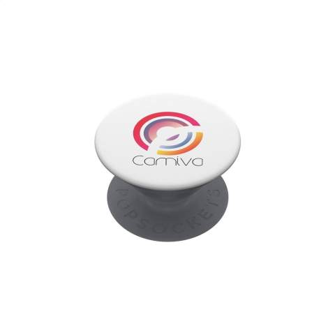 De PopSockets® is een handig multifunctioneel telefoonaccessoire. Met kunststof PopGrip en PopTop. Bevestig dit item met de 3M plakstrip aan de achterzijde van je telefoon en maak gebruik van de handige functies: comfortabele grip voor extra houvast, functionele standaard en selfie-houder. Te positioneren in 2 verschillende pop-up standen en flexibel zodat je de smartphone in elke gewenste positie kunt zetten. Geschikt voor alle gangbare modellen smartphones, iPhones en andere devices. Lees voor optimaal gebruik en behoud van de PopSocket® de bijgeleverde instructies.   Extra info inzake levertijd: 120 - 2.500 stuks: 1 week, 2.500 - 5.000 stuks: 2 weken. Vanaf 5.000 stuks prijs en levertijd op aanvraag. PopSockets® worden alleen mét opdruk geleverd.