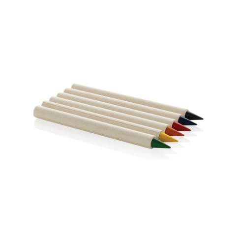 The Micki GRS Infinity 6pc Colouring Pencil Set offers vibrant colours for all your creative projects. This set includes six pencils in red, yellow, blue, green, orange, and black, each 9cm in length. Made from 90% recycled materials, these pencils feature a smooth graphite tip for easy colouring. The set comes in a reusable gift box and is packaged in FSC® kraft paper. Unlike traditional coloured pencils that last around 200 metres, these Tree-Free Infinity pencils write up to 20,000 metres. They produce a smooth line and can be easily erased. These pencils are designed to last longer, outlasting up to 100 regular coloured pencils!