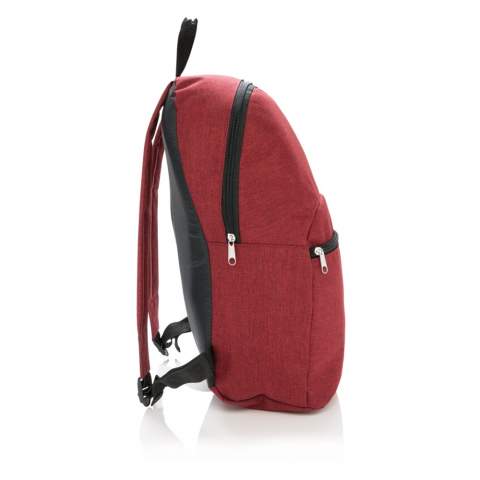 Compact and lightweight standard 600D two tone polyester backpack for everyday journeys. With an easy access front zippered pocket it’s your ideal travel companion.