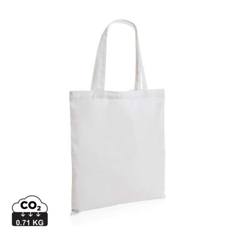 Tell a true story about sustainability and wear it with pride! This versatile 145g cotton totebag is embedded with AWARE™ tracer technology. With AWARE™, the use of genuine recycled fabric materials (70% rcotton and 30% rpet) and water reduction impact claims are guaranteed. Save water and use genuine recycled fabrics. If you choose this item you save between 465 and 531 litres of water, depending on the colour version. With the focus on water, 2% of proceeds of each Impact product sold will be donated to Water.org. Water savings are based on figures when compared to conventional fibre. This calculated indication is based on reliable LCA data as published by Textile Exchange in their Material Snapshots 2016.<br /><br />PVC free: true