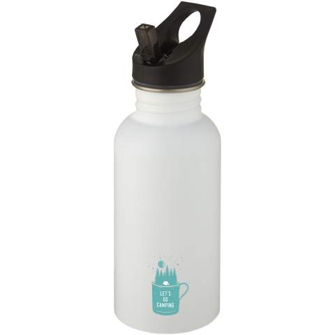 Staying hydrated at all times is possible with this durable yet lightweight 500 ml 18/8 stainless steel drinking bottle. It is the perfect companion while exercising, on day trips or at the office. The single-walled Lexi bottle has a matte finishing effect and offers plenty of space to add any kind of logo. The built-in carrying handle straw lid also makes is convenient to drink and carry the bottle around. The 44 mm opening fits icecubes and makes it easy to fill, pour and clean. BPA-free, tested and approved under German Food Safe Legislation (LFGB). Tested and approved for phthalates content according to REACH regulations. Hand wash recommended. Presented in a recycled cardboard gift box. 