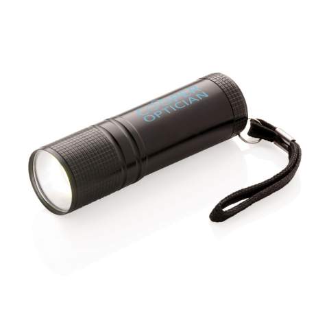 Super bright pocket sized COB torch. This COB torch is much brighter than regular LED torches and consumes less energy so it can be used up to 30% longer on the same battery. With strong aluminium body and carrying strap. Including 3x AAA batteries for direct use.<br /><br />Lightsource: COB LED<br />LightsourceQty: 1