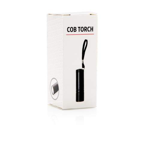 Super bright pocket sized COB torch. This COB torch is much brighter than regular LED torches and consumes less energy so it can be used up to 30% longer on the same battery. With strong aluminium body and carrying strap. Including 3x AAA batteries for direct use.<br /><br />Lightsource: COB LED<br />LightsourceQty: 1