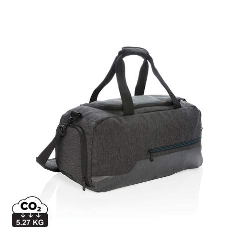 Sac de sport en polyester 900D avec un revêtement résistant à l'eau, parfait pour chaque aventure  et chaque séance d'entraînement. Ce sac comporte un grand compartiment principal avec une poche intérieure zippée pour ranger de l'argent liquide ou des objets de valeur, ainsi qu'une poche avec aération pour vos chaussures. Une poche frontale zippée avec rangement pratique pour votre téléphone portable, clés et autres accessoires fréquemment utilisés. Sans PVC.<br /><br />PVC free: true