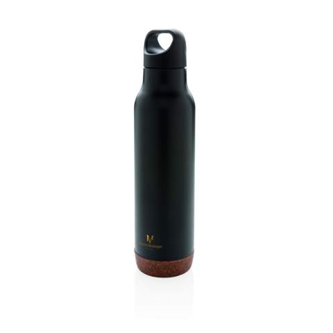 Vacuum insulated leak proof flask with durable 304 SS inside and 201 outside. Unique cork detail on the bottom. Keeps your drinks hot for up to 5h and cold up to 15h. Content: 600ml.<br /><br />HoursHot: 5<br />HoursCold: 15