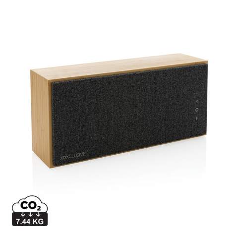 Luxury and powerful 20W speaker with clear sound and strong bass. The outer casing is made from FSC 100% certified bamboo. The plastic components are made with RCS (Recycled Claim Standard) certified recycled ABS. Total recycled content: 17 % based on total item weight. RCS certification ensures a completely certified supply chain of the recycled materials. The speaker comes with BT 5.1 for easy and smooth operation up to 10 metres and low power consumption. The 1200 mah battery allows a playtime up to 6 hours and can be fully re-charged in 3 hours. With pick up function and mic to answer (video) calls. Packed in FSC mix kraft box. Including RCS certified recycled TPE charging cable.<br /><br />HasBluetooth: True<br />NumberOfSpeakers: 1<br />SpeakerOutputW: 20.00<br />PVC free: true